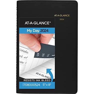 Imagem de AT-A-GLANCE Agenda de agendas diárias 2024, 12,7 x 20,3 cm, pequena, preta (708000524)