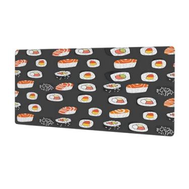 Imagem de hongjinglin Tapete de rato grande de comida sushi fofo à prova d'água para computador estendido tapete protetor de mesa tapete de base de borracha antiderrapante para escritório, computador, teclado