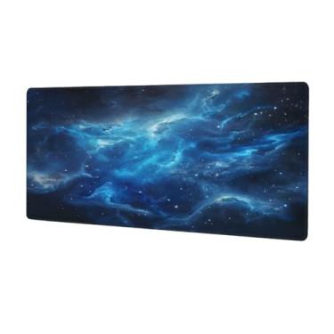 Imagem de Tapete de mouse grande espaço azul galáxia impermeável computador estendido tapete protetor de mesa tapete antiderrapante base de borracha para escritório, computador, teclado, laptop e mesa de casa