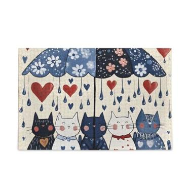 Imagem de Quebra-cabeças bege com guarda-chuva azul, 1000 peças, papel e madeira para adultos com bolsa de armazenamento