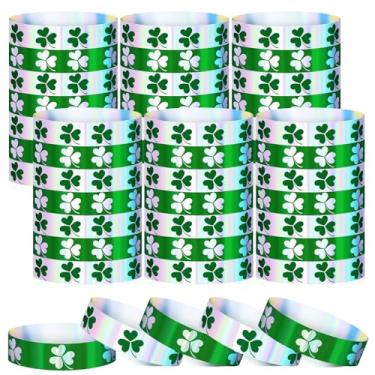 Imagem de Henoyso 500 pulseiras para o dia de São Patrício, pulseiras de trevo irlandês, holográficas, à prova d'água, pulseiras de plástico para eventos, lembrancinhas de festa do dia de São Patrício,