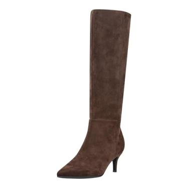 Imagem de Marc Fisher Bota de cano alto feminina Glint Wide Calf, Marrom-escuro 200, 34