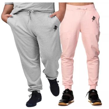 Imagem de Kit 2 Calças Moletom Plus Size Jogger Dibre Basquete P Ao G5-Masculino