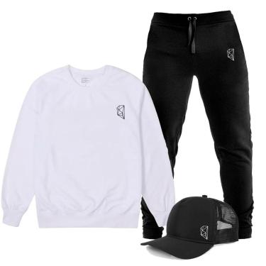 Imagem de Conjunto Blusa Gola Careca e Calça Moletom Agasalho Pré Historic com Boné TropiCaos-Unissex