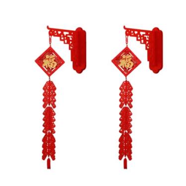 Imagem de Vaveren 2x Pingente da Sorte para Decoração de Ano, Símbolo da Prosperidade 2026, Cavalo, Decoração Tradicional Vermelha para o Ano Lunar, Quarto, Style D