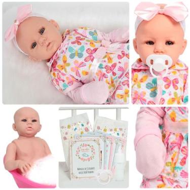 Imagem de Boneca Reborn Bebê Princesa Roupa Borboleta Kit Acessórios - Cegonha R