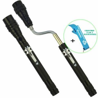 Imagem de Lanterna de LED Telescópica Flexível Laser Pointer com Imã Preto + Cha