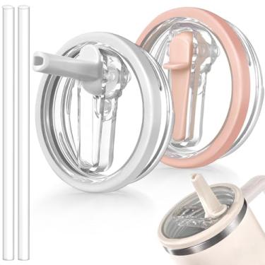 Imagem de ANTAND Tampa flip de canudo à prova de vazamento de 1,134 g para Stanley H2.0 Quencher, pacote com 2 tampas de copo de substituição à prova de derramamento para Stanley Cup Accessories ProTour (branco