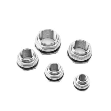 Imagem de KKFAUS Junta de abertura do tanque de água de aço inoxidável 304, torre de entrada e saída, encaixes de fio interno do tanque de peixes (preto)