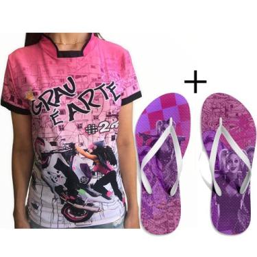 Imagem de Kit Combo Camisa BaByLook Grau É  Arte +Chinelo  Alerquina, M