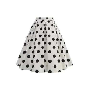 Imagem de Verão casual feminino midi saia bolinhas cintura alta retro vintage 50