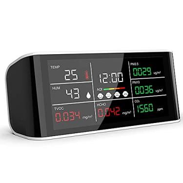Imagem de Detector de dióxido de carbono CO2, medidor de temperatura e umidade PM2.5, monitor de analisador de qualidade do ar, nível PPM de dióxido de carbono CO2