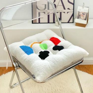 Imagem de Almofadas de pelúcia macias para cadeiras, almofada quadrada para assento de cadeira de chão, almofada antiderrapante para cadeiras de sala de jantar e cozinha internas.