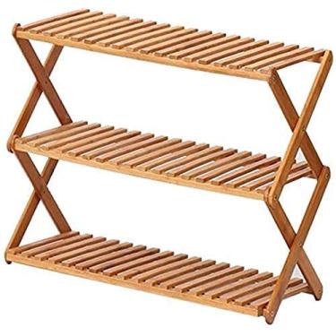 Imagem de Sapateira dobrável para armário de sapatos para casa, multifuncional, à prova de poeira, bambu natural, caixa de sapatos estrela da luz ()