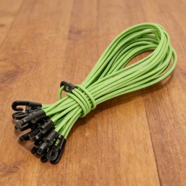 Imagem de Cabos elásticos elásticos resistentes alças de tensão ajustáveis com ganchos, pacote com 10, fixação multiuso para casa, viagem, acampamento, carro, verde