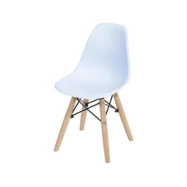 Imagem de Cadeira Infantil DKR em Polipropileno Azul Base Madeira - OR Design