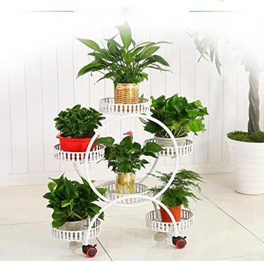 Imagem de AkosOL Prateleira de flores de 6 andares, decoração nórdica para varanda de casa, suporte redondo, prateleiras de ferro forjado