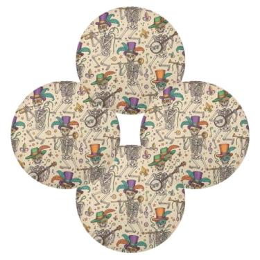 Imagem de Wassud Jogo americano conjunto de 4 tapetes de mesa redondos de músicos de carnaval para cozinha e jantar laváveis tapetes resistentes ao calor para decoração de mesa 39 cm