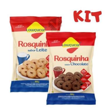 Imagem de Kit Rosquinha Lowçucar Zero Lactose Sem Açucar Diet Leite e Chocolate 