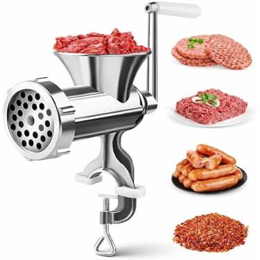Imagem de Moedor de Carne Manual Nº 8 Profissional para Hambúrguer e Linguiça | Máquina de Moer Carne em Ferro Fundido com Morsa | Triturador de Alimentos Manual Robusto N8 Cozinha Artesanal