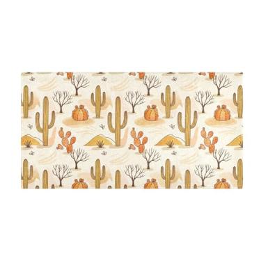 Imagem de Burbuja Tapete de corredor planta do deserto de pelúcia antiderrapante tapete de cozinha suporte de borracha para corredor, quarto, sala de estar, decoração de entrada, lavável na máquina, 51 x 99 cm