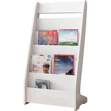 Imagem de Porta-revistas de madeira com 5 prateleiras – Organizador resistente para casa e escritório, perfeito para jornais, livros e materiais de leitura, fácil armazenamento e acesso, design elegante