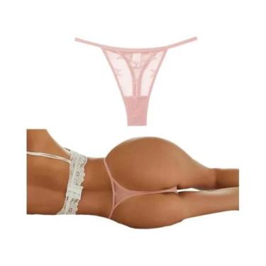 Imagem de Calcinha Sexy Feminina De Cintura Baixa Em Tule, Cor Sólida, T-back, T