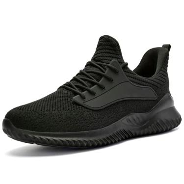 Imagem de SDolphin Tênis de caminhada masculino – Tênis de corrida de espuma viscoelástica sem cadarço para treino atlético, academia, corrida, leve, respirável, casual, B-all preto, 40