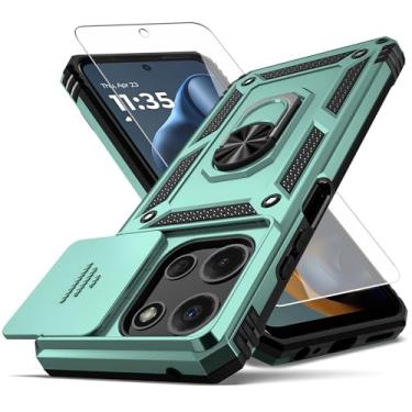 Imagem de Capa para Moto G 2026/Moto G 2025/Moto G Play 2026, com capa para lente de câmera HD, [grau militar] capa protetora à prova de choque com suporte de carro para Motorola G 2026 (verde escuro)