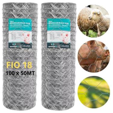 Imagem de Tela Mangueirão 2 Un Fio 18 Malha 3 Galvanizada 1,00 x 50 m Alambrados