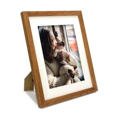 Imagem de Porta Retrato Foto 15x20 Madeira Escura Moldura Dupla - MultiArt