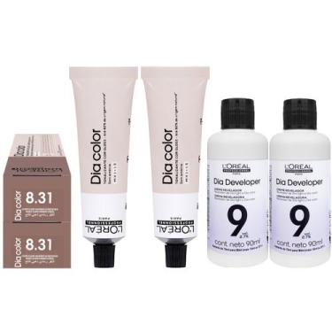 Imagem de Loreal Tonalizante Kit 2 Dia Color 8.31 Louro Claro Dourado Acinzentad
