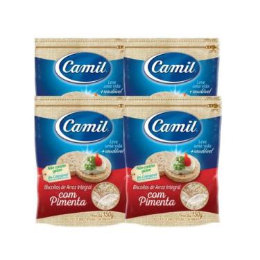 Imagem de Biscoito de Arroz Camil Pimenta Kit 4 Un 150g Sem Glúten