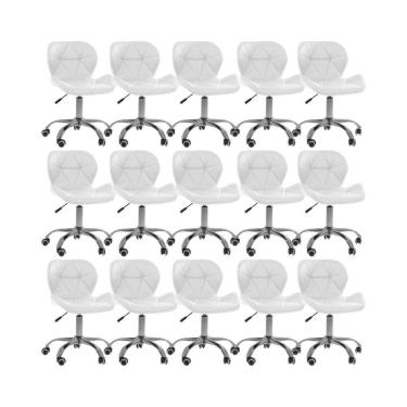 Imagem de Kit 15 Cadeiras Office Eiffel Slim Com Base Giratória E Ajustável Branco