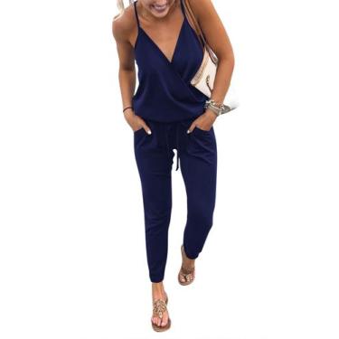 Imagem de Macacão Feminino PRETTYGARDEN Azul Marinho Regata Médio