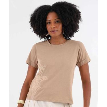 Imagem de Blusa Feminina Estampa Folhas Marisa Marrom-21039, Marrom, P