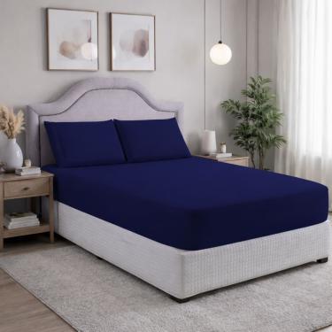 Imagem de Lençol Queen 400 Fios Micropercal 3 Peças Macio e Resistente