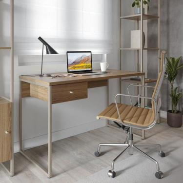 Imagem de Mesa Escrivaninha Voss 1,2 X X 1 Gaveta 120cm Industrial Freijó E Cham