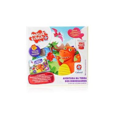 Imagem de Livro Uma Aventura Na Terra Dos Dinossauros com Massa - Brinquedos Estrela