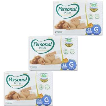 Imagem de Fralda Personal Premium Hiper G 3 Pacotes Com 62 Unidades Cada