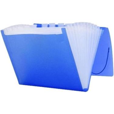Imagem de Pasta Sanfonada Plástica A4 12 Divisões Azul - Polibras