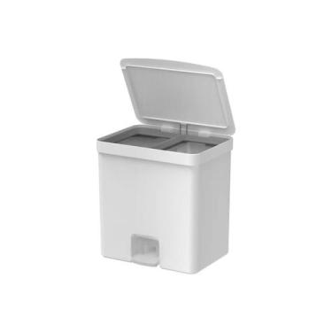 Imagem de Lixeira de Pedal OU Trium 20 Litros com Duplo Compartimento Branco, Br