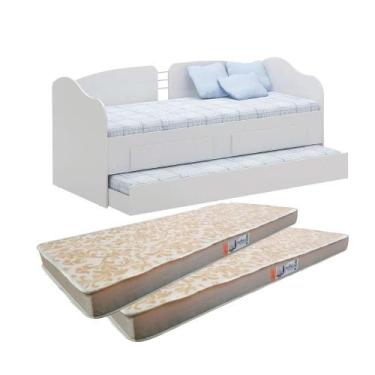 Imagem de Sofá Cama Solteiro Com Colchões Ditália Cama Auxiliar Cm-08 Branco - D