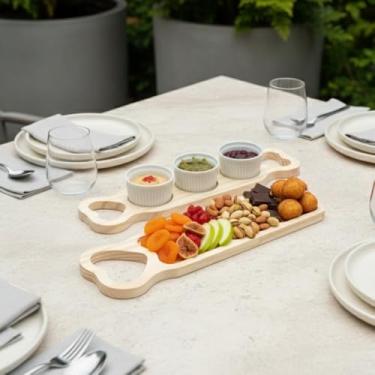 Imagem de Petisqueira Madeira com Ramequin para Molho Patê Mesa Posta