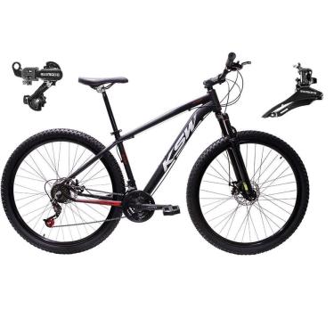 Imagem de Bicicleta Aro 29 Ksw Xlt Alumínio 24v Câmbios Shimano Garfo Suspensão - Preto\Vermelho\Branco