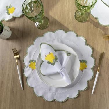 Imagem de Jogo Americano Bordado 12 Peças Mesa Posta Sousplat + Guardanapos Prem