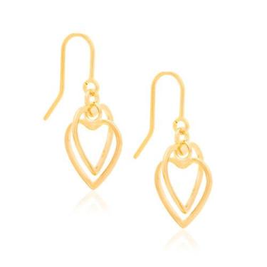 Imagem de Brinco Com Coracoes Entrelacados. - Rommanel Cor:Dourado, Dourado