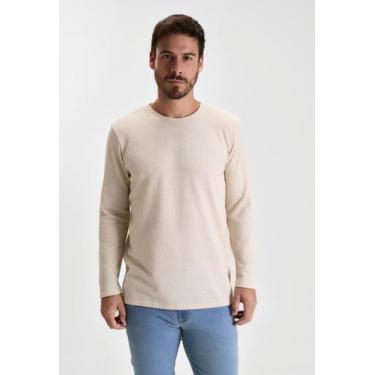 Imagem de Camiseta docthos slim manga longa textura, 010 natural, G