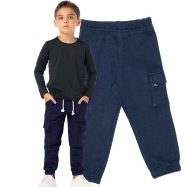 Imagem de Calça Infantil Menino Cargo Moletinho Com Bolso Elástico - Vrasalon, 8