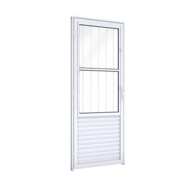 Imagem de Porta de Giro com Postigo e Grade a 135.1 a 135.2 em Alumínio 215x85x6 e 5cm para Sala...